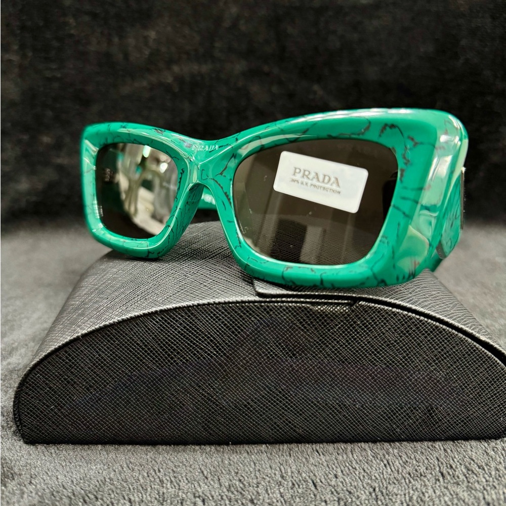 PRADA Green Marble Grey Lens Women Sunglasses